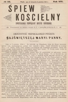 Śpiew Kościelny : dwutygodnik poświęcony muzyce kościelnej. 1903, nr 23