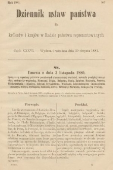 Dziennik Ustaw Państwa dla Królestw i Krajów w Radzie Państwa Reprezentowanych. 1881, cz. 36