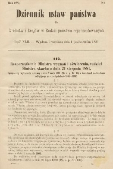 Dziennik Ustaw Państwa dla Królestw i Krajów w Radzie Państwa Reprezentowanych. 1881, cz. 42