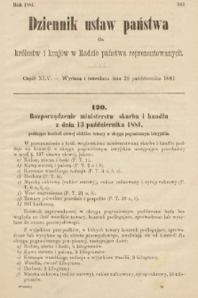 Dziennik Ustaw Państwa dla Królestw i Krajów w Radzie Państwa Reprezentowanych. 1881, cz. 45