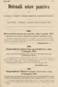 Dziennik Ustaw Państwa dla Królestw i Krajów w Radzie Państwa Reprezentowanych. 1881, cz. 49