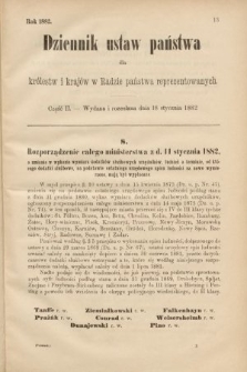 Dziennik Ustaw Państwa dla Królestw i Krajów w Radzie Państwa Reprezentowanych. 1882, cz. 2