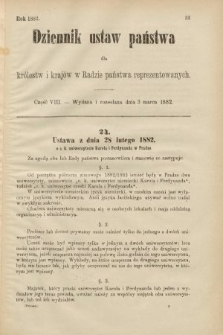 Dziennik Ustaw Państwa dla Królestw i Krajów w Radzie Państwa Reprezentowanych. 1882, cz. 8