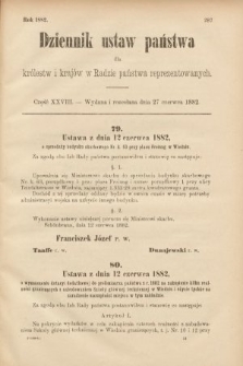Dziennik Ustaw Państwa dla Królestw i Krajów w Radzie Państwa Reprezentowanych. 1882, cz. 28
