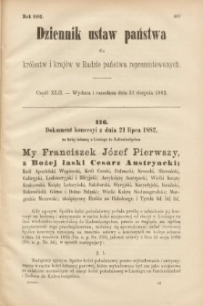 Dziennik Ustaw Państwa dla Królestw i Krajów w Radzie Państwa Reprezentowanych. 1882, cz. 42