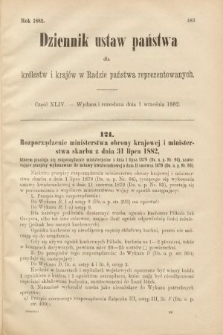 Dziennik Ustaw Państwa dla Królestw i Krajów w Radzie Państwa Reprezentowanych. 1882, cz. 44