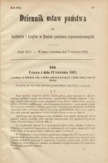 Dziennik Ustaw Państwa dla Królestw i Krajów w Radzie Państwa Reprezentowanych. 1882, cz. 45