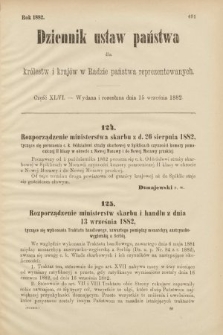 Dziennik Ustaw Państwa dla Królestw i Krajów w Radzie Państwa Reprezentowanych. 1882, cz. 46