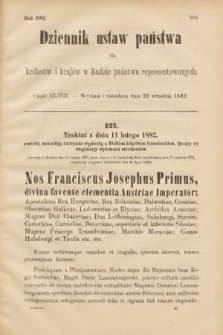 Dziennik Ustaw Państwa dla Królestw i Krajów w Radzie Państwa Reprezentowanych. 1882, cz. 48