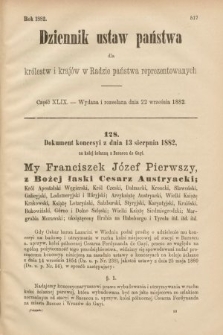Dziennik Ustaw Państwa dla Królestw i Krajów w Radzie Państwa Reprezentowanych. 1882, cz. 49