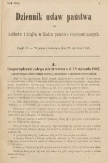 Dziennik Ustaw Państwa dla Królestw i Krajów w Radzie Państwa Reprezentowanych. 1885, cz. 2