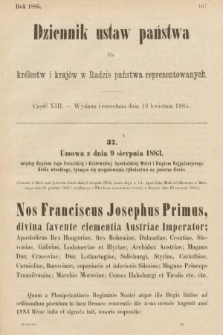 Dziennik Ustaw Państwa dla Królestw i Krajów w Radzie Państwa Reprezentowanych. 1885, cz. 13