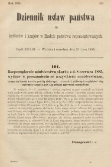 Dziennik Ustaw Państwa dla Królestw i Krajów w Radzie Państwa Reprezentowanych. 1885, cz. 33