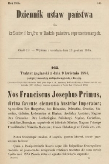 Dziennik Ustaw Państwa dla Królestw i Krajów w Radzie Państwa Reprezentowanych. 1885, cz. 51