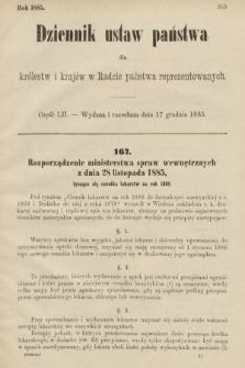 Dziennik Ustaw Państwa dla Królestw i Krajów w Radzie Państwa Reprezentowanych. 1885, cz. 52