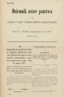 Dziennik Ustaw Państwa dla Królestw i Krajów w Radzie Państwa Reprezentowanych. 1891, cz. 11