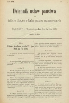 Dziennik Ustaw Państwa dla Królestw i Krajów w Radzie Państwa Reprezentowanych. 1891, cz. 35
