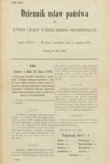 Dziennik Ustaw Państwa dla Królestw i Krajów w Radzie Państwa Reprezentowanych. 1891, cz. 36