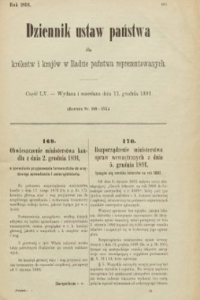 Dziennik Ustaw Państwa dla Królestw i Krajów w Radzie Państwa Reprezentowanych. 1891, cz. 55