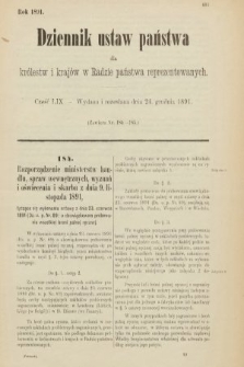 Dziennik Ustaw Państwa dla Królestw i Krajów w Radzie Państwa Reprezentowanych. 1891, cz. 59