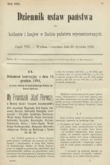 Dziennik Ustaw Państwa dla Królestw i Krajów w Radzie Państwa Reprezentowanych. 1895, cz. 8