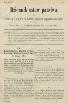Dziennik Ustaw Państwa dla Królestw i Krajów w Radzie Państwa Reprezentowanych. 1895, cz. 19