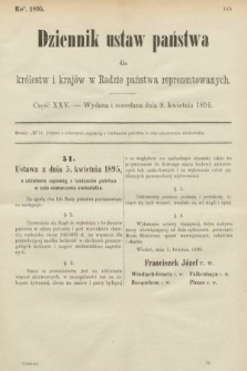 Dziennik Ustaw Państwa dla Królestw i Krajów w Radzie Państwa Reprezentowanych. 1895, cz. 25