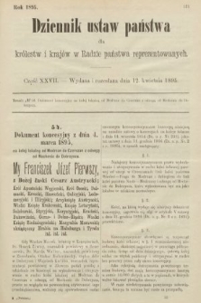 Dziennik Ustaw Państwa dla Królestw i Krajów w Radzie Państwa Reprezentowanych. 1895, cz. 27