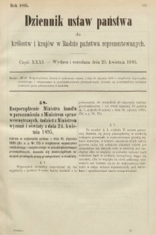 Dziennik Ustaw Państwa dla Królestw i Krajów w Radzie Państwa Reprezentowanych. 1895, cz. 31
