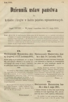 Dziennik Ustaw Państwa dla Królestw i Krajów w Radzie Państwa Reprezentowanych. 1895, cz. 33