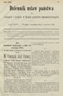 Dziennik Ustaw Państwa dla Królestw i Krajów w Radzie Państwa Reprezentowanych. 1895, cz. 35