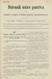 Dziennik Ustaw Państwa dla Królestw i Krajów w Radzie Państwa Reprezentowanych. 1895, cz. 42