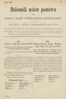 Dziennik Ustaw Państwa dla Królestw i Krajów w Radzie Państwa Reprezentowanych. 1895, cz. 43