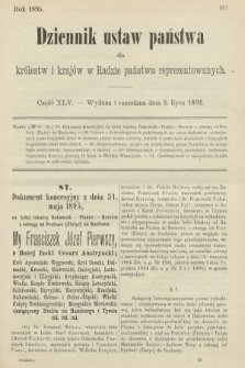 Dziennik Ustaw Państwa dla Królestw i Krajów w Radzie Państwa Reprezentowanych. 1895, cz. 45