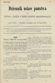 Dziennik Ustaw Państwa dla Królestw i Krajów w Radzie Państwa Reprezentowanych. 1895, cz. 49