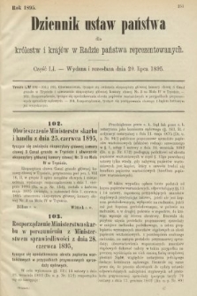 Dziennik Ustaw Państwa dla Królestw i Krajów w Radzie Państwa Reprezentowanych. 1895, cz. 51
