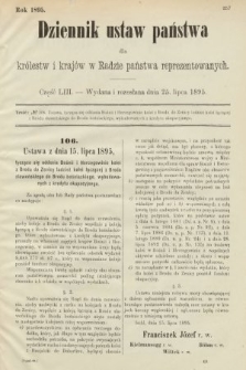 Dziennik Ustaw Państwa dla Królestw i Krajów w Radzie Państwa Reprezentowanych. 1895, cz. 53