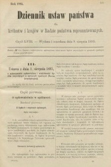 Dziennik Ustaw Państwa dla Królestw i Krajów w Radzie Państwa Reprezentowanych. 1895, cz. 58