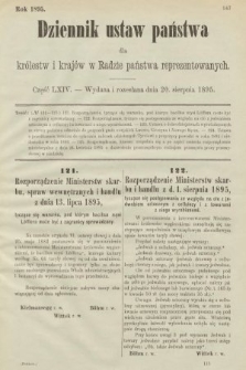 Dziennik Ustaw Państwa dla Królestw i Krajów w Radzie Państwa Reprezentowanych. 1895, cz. 64