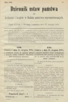 Dziennik Ustaw Państwa dla Królestw i Krajów w Radzie Państwa Reprezentowanych. 1895, cz. 67