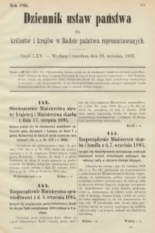 Dziennik Ustaw Państwa dla Królestw i Krajów w Radzie Państwa Reprezentowanych. 1895, cz. 70