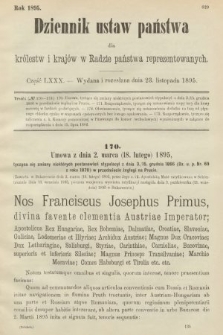Dziennik Ustaw Państwa dla Królestw i Krajów w Radzie Państwa Reprezentowanych. 1895, cz. 80
