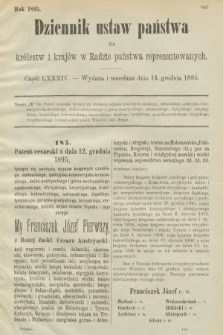 Dziennik Ustaw Państwa dla Królestw i Krajów w Radzie Państwa Reprezentowanych. 1895, cz. 84