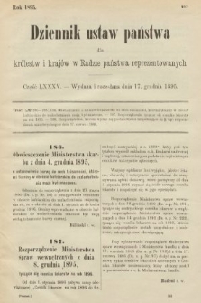 Dziennik Ustaw Państwa dla Królestw i Krajów w Radzie Państwa Reprezentowanych. 1895, cz. 85