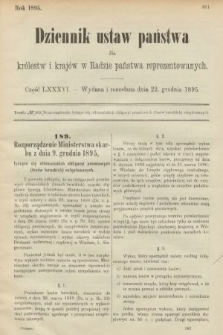 Dziennik Ustaw Państwa dla Królestw i Krajów w Radzie Państwa Reprezentowanych. 1895, cz. 86