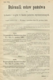 Dziennik Ustaw Państwa dla Królestw i Krajów w Radzie Państwa Reprezentowanych. 1895, cz. 88
