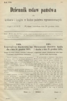 Dziennik Ustaw Państwa dla Królestw i Krajów w Radzie Państwa Reprezentowanych. 1895, cz. 89