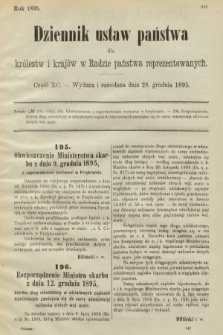 Dziennik Ustaw Państwa dla Królestw i Krajów w Radzie Państwa Reprezentowanych. 1895, cz. 90