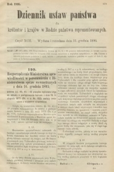 Dziennik Ustaw Państwa dla Królestw i Krajów w Radzie Państwa Reprezentowanych. 1895, cz. 92