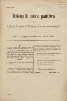 Dziennik Ustaw Państwa dla Królestw i Krajów w Radzie Państwa Reprezentowanych. 1890, cz. 1